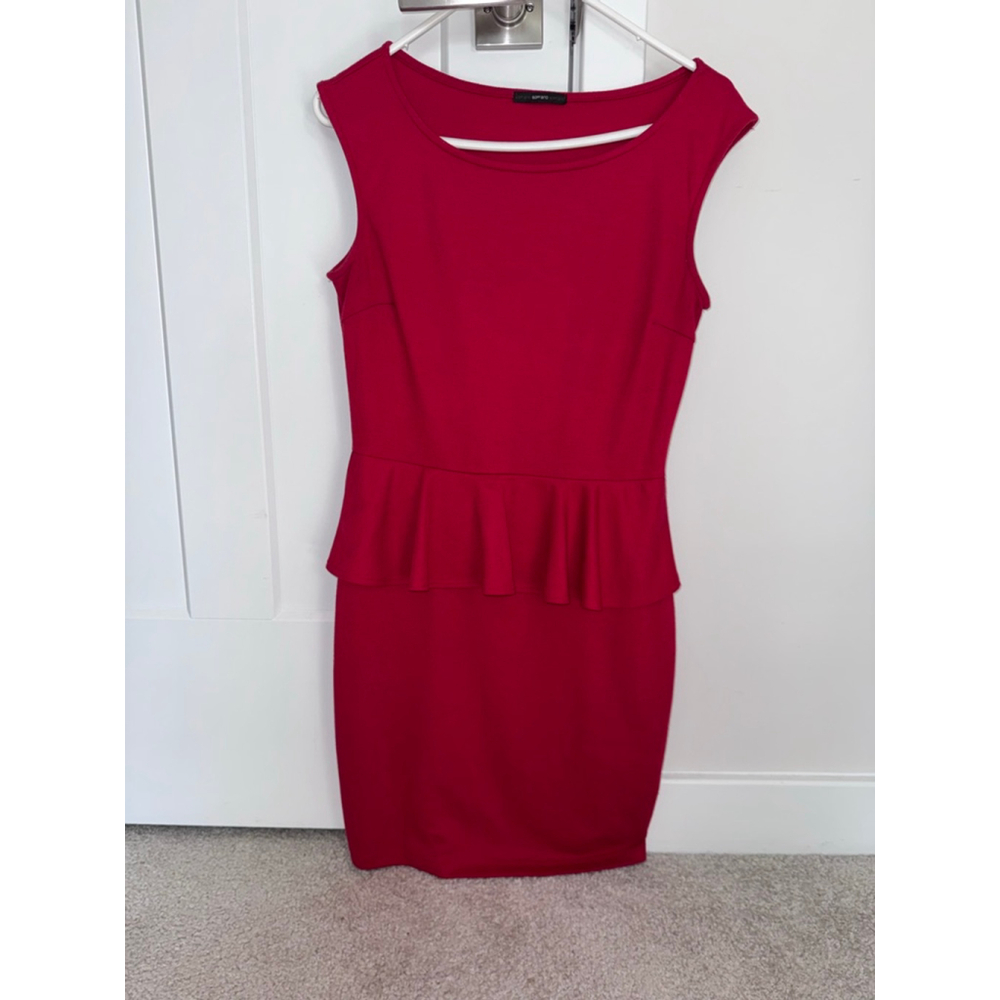Women's Unbranded Red Peplum Mini Dress S - Picture 2 of 5